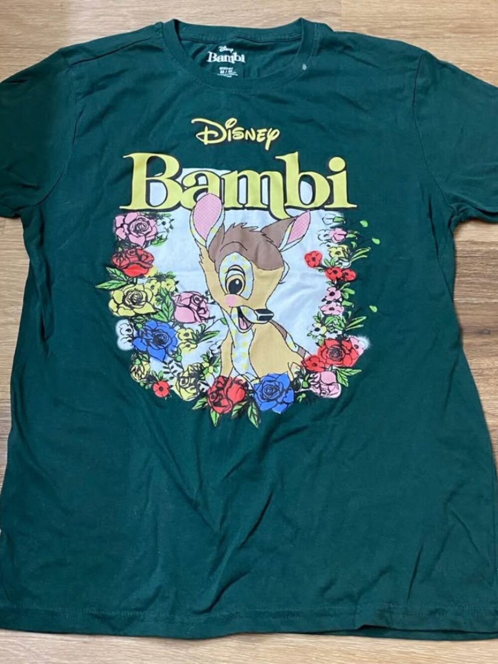 Official Disney Classics Bambi Floral Graphic T-Shirt Unisex/Women’s Medium